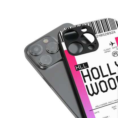 hollywood boarding pass ticket back phone cover | glass case for iphone 16 pro