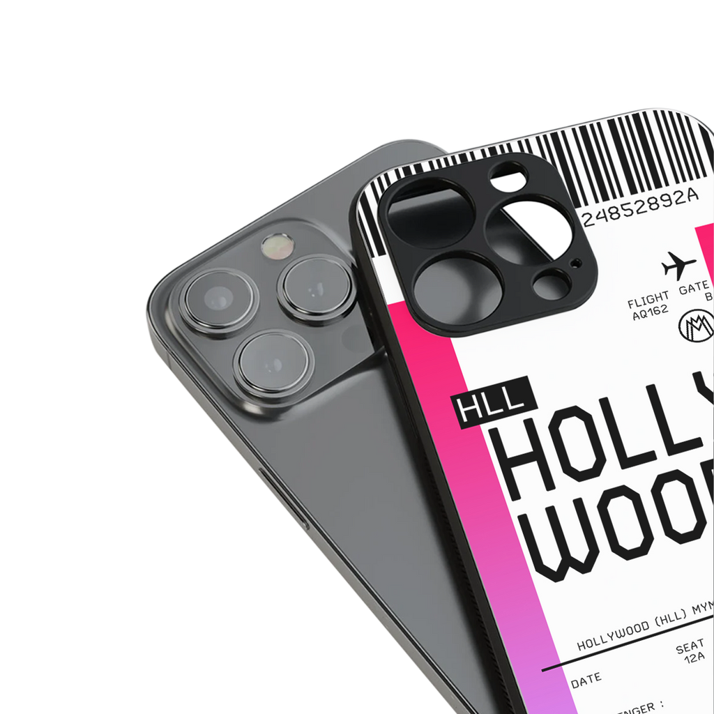 hollywood boarding pass ticket back phone cover | glass case for iphone 14 pro max