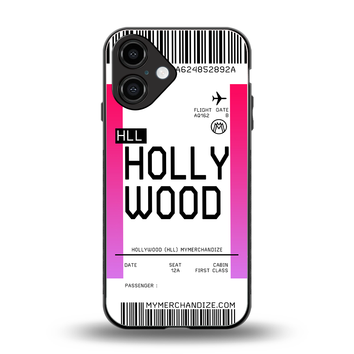 hollywood boarding pass ticket back phone cover | glass case for iphone 16