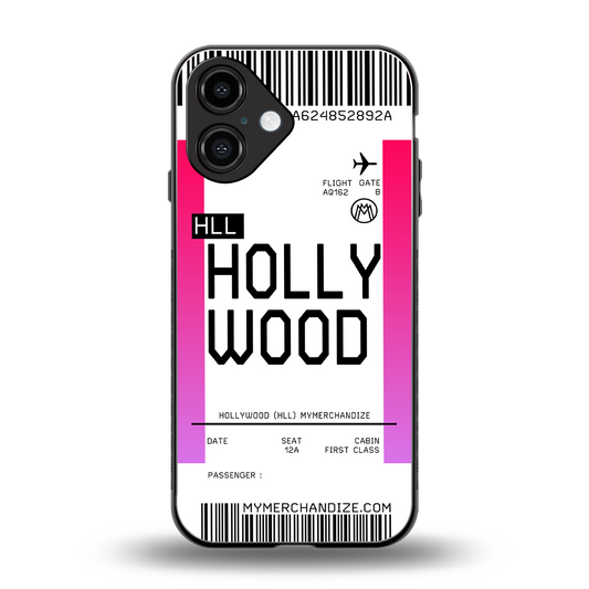 hollywood boarding pass ticket back phone cover | glass case for iphone 16