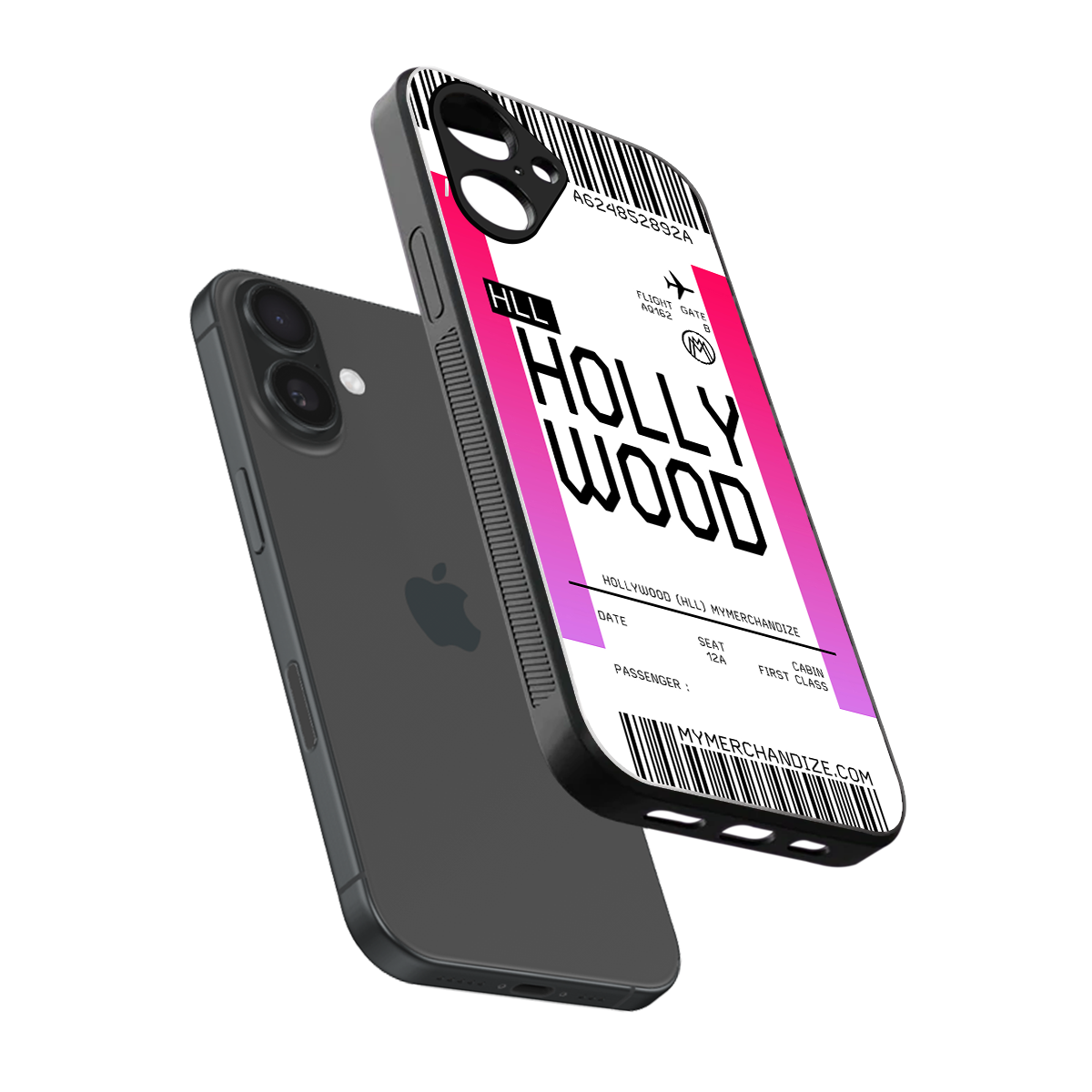 hollywood boarding pass ticket back phone cover | glass case for iphone 16