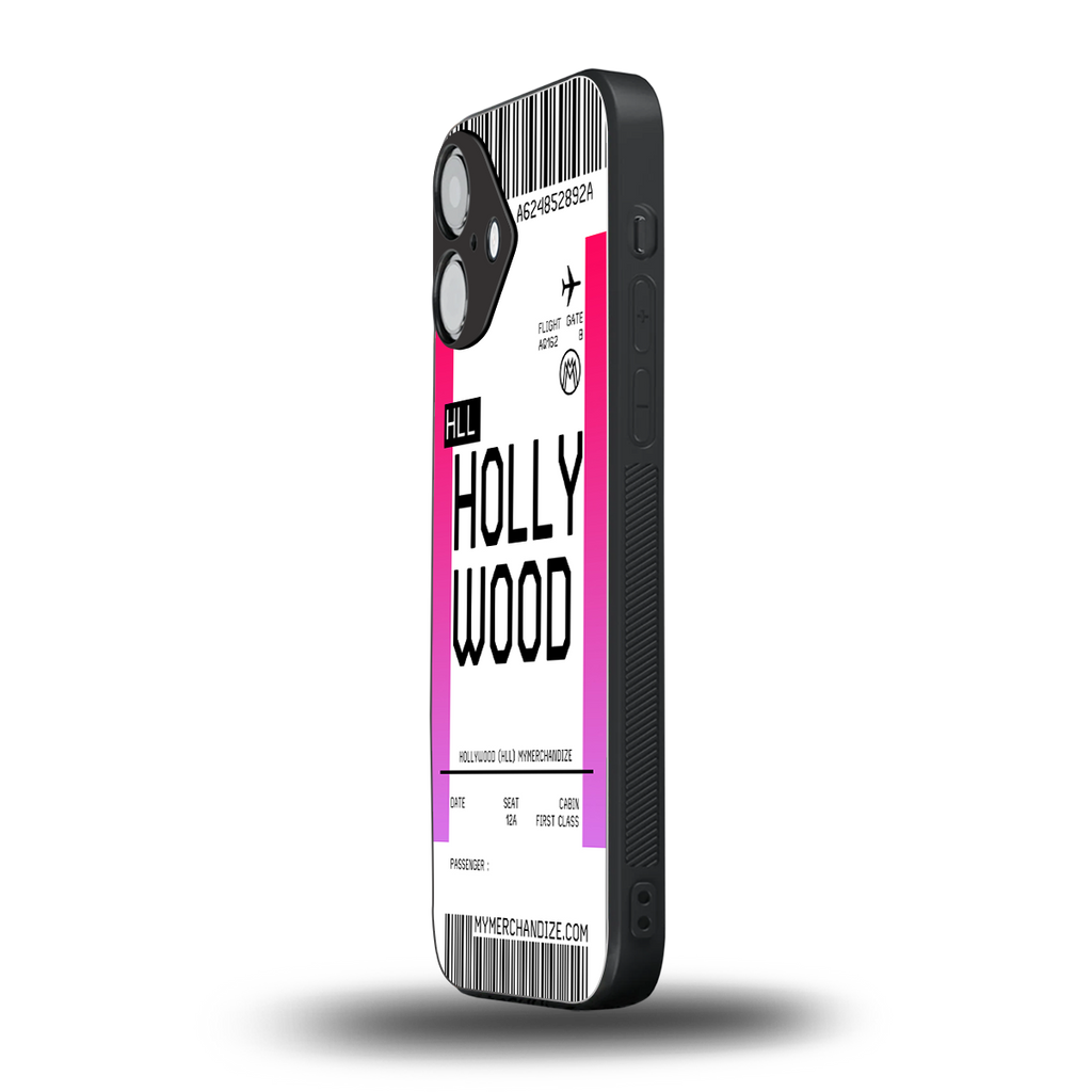 hollywood boarding pass ticket back phone cover | glass case for iphone 16
