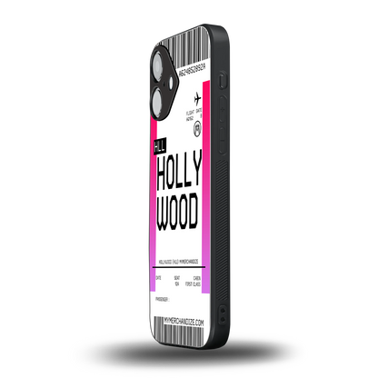 hollywood boarding pass ticket back phone cover | glass case for iphone 16