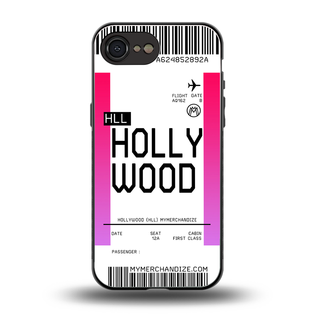 hollywood boarding pass ticket back phone cover | glass case for iphone 16e