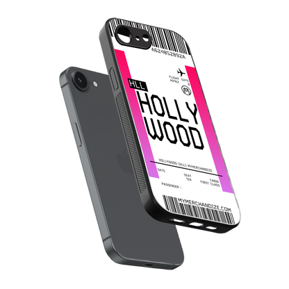 hollywood boarding pass ticket back phone cover | glass case for iphone 16e