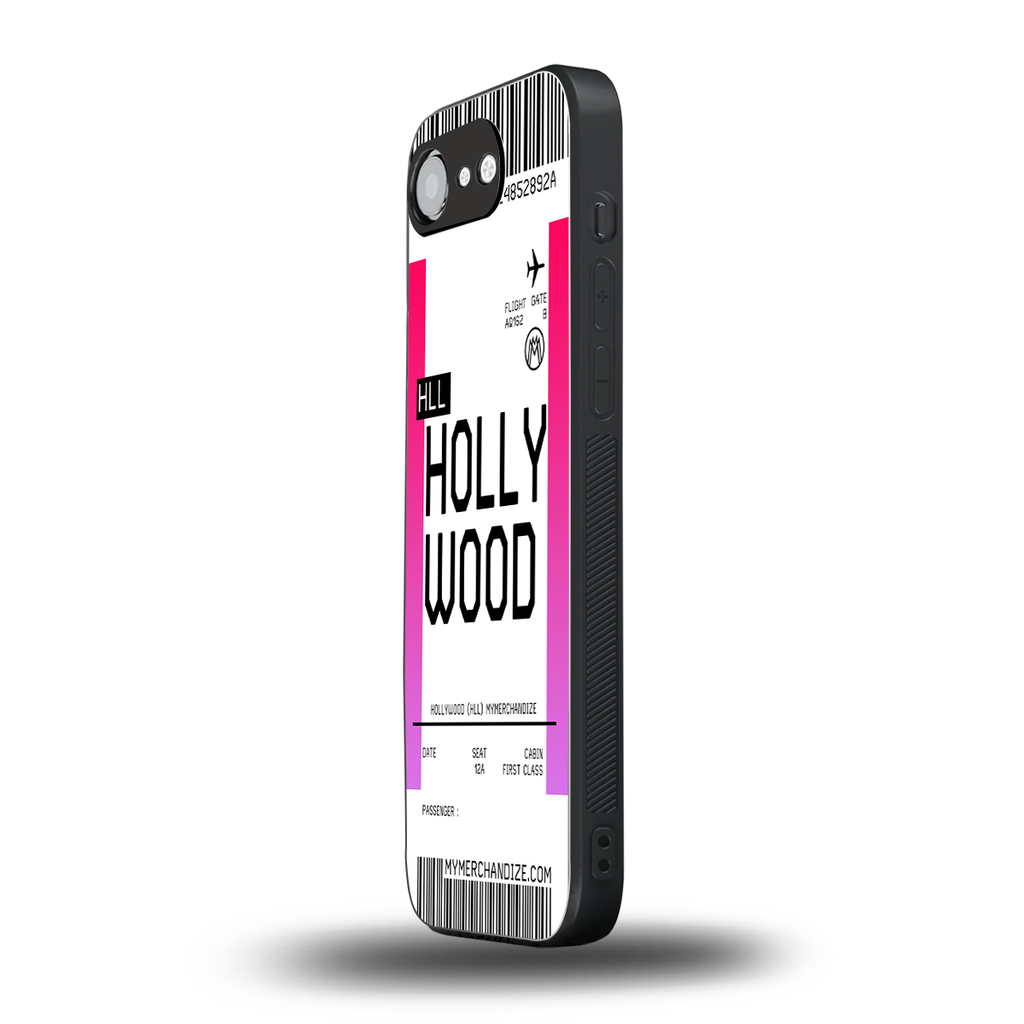 hollywood boarding pass ticket back phone cover | glass case for iphone 16e