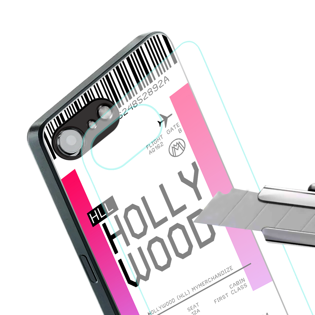 hollywood boarding pass ticket back phone cover | glass case for iphone 16e