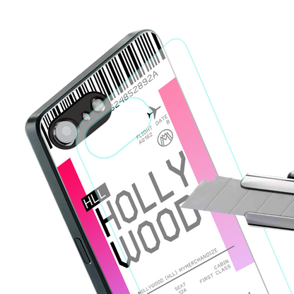 hollywood boarding pass ticket back phone cover | glass case for iphone 16e