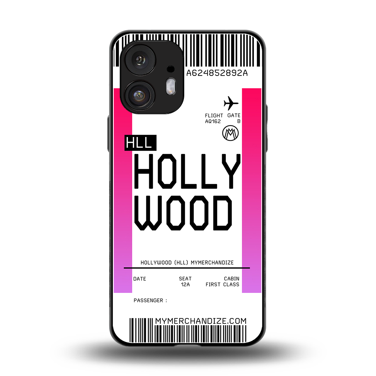 hollywood boarding pass ticket back phone cover | glass case for nothing phone 2