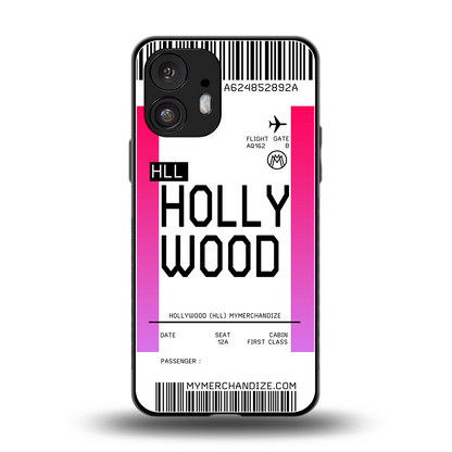 hollywood boarding pass ticket back phone cover | glass case for nothing phone 2