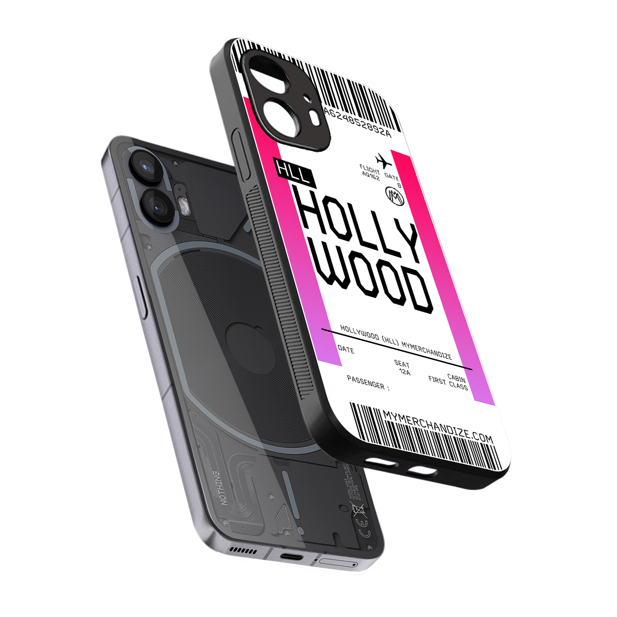 hollywood boarding pass ticket back phone cover | glass case for nothing phone 2