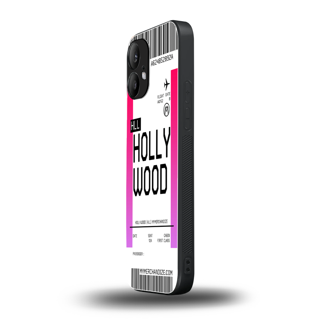 hollywood boarding pass ticket back phone cover | glass case for nothing phone 2