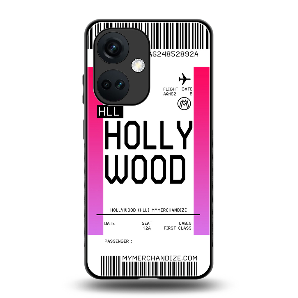hollywood boarding pass ticket back phone cover | glass case for oneplus nord ce 3