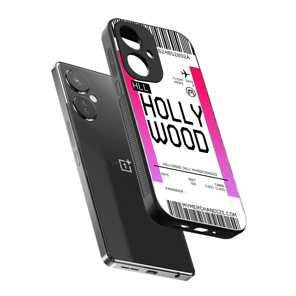 hollywood boarding pass ticket back phone cover | glass case for oneplus nord ce 3