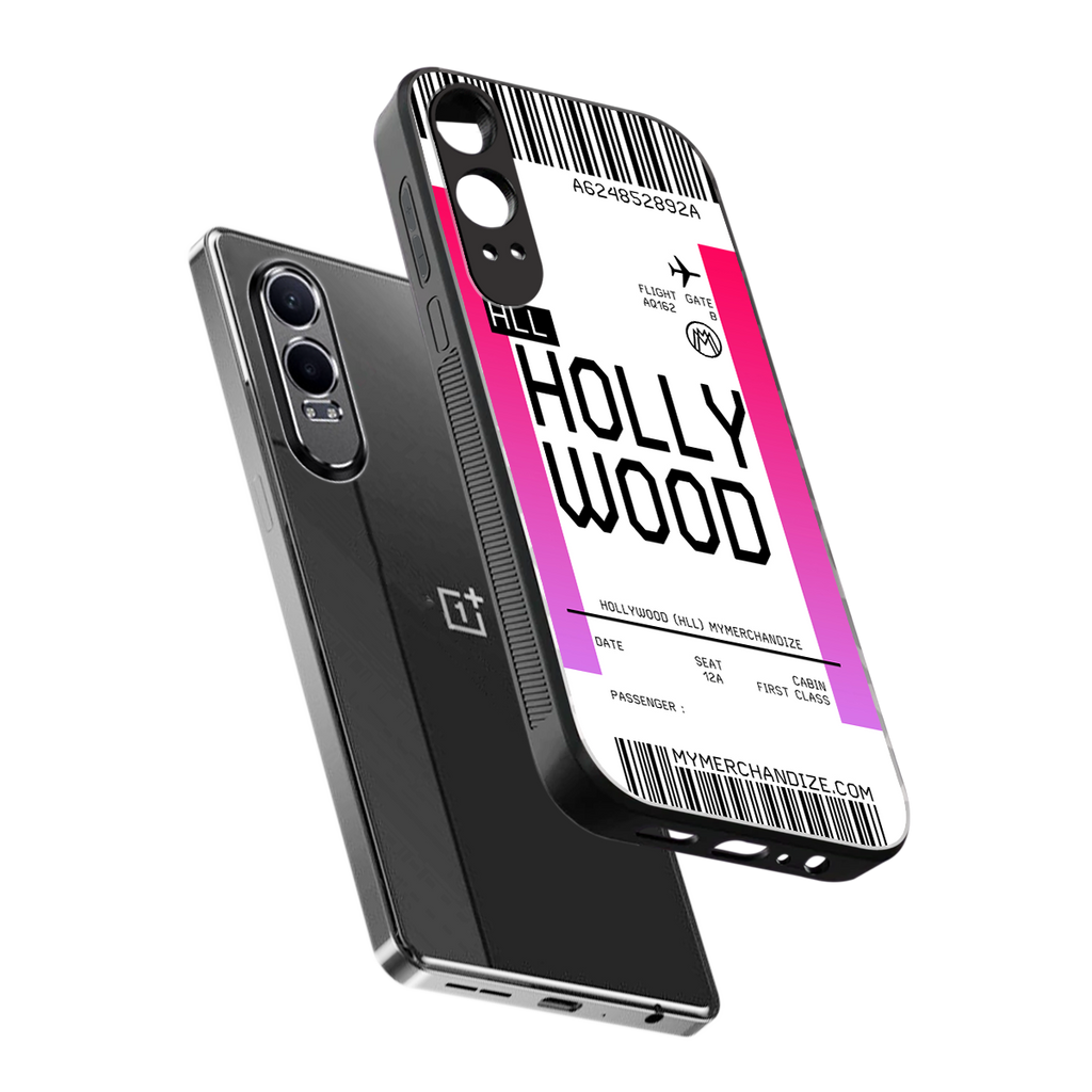 hollywood boarding pass ticket back phone cover | glass case for oneplus nord ce 4 lite