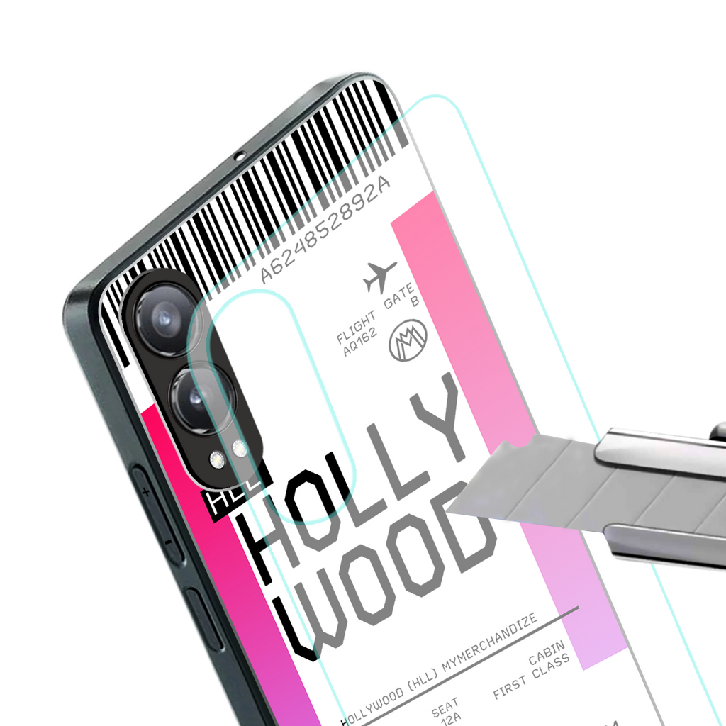 hollywood boarding pass ticket back phone cover | glass case for oneplus nord ce 4 lite