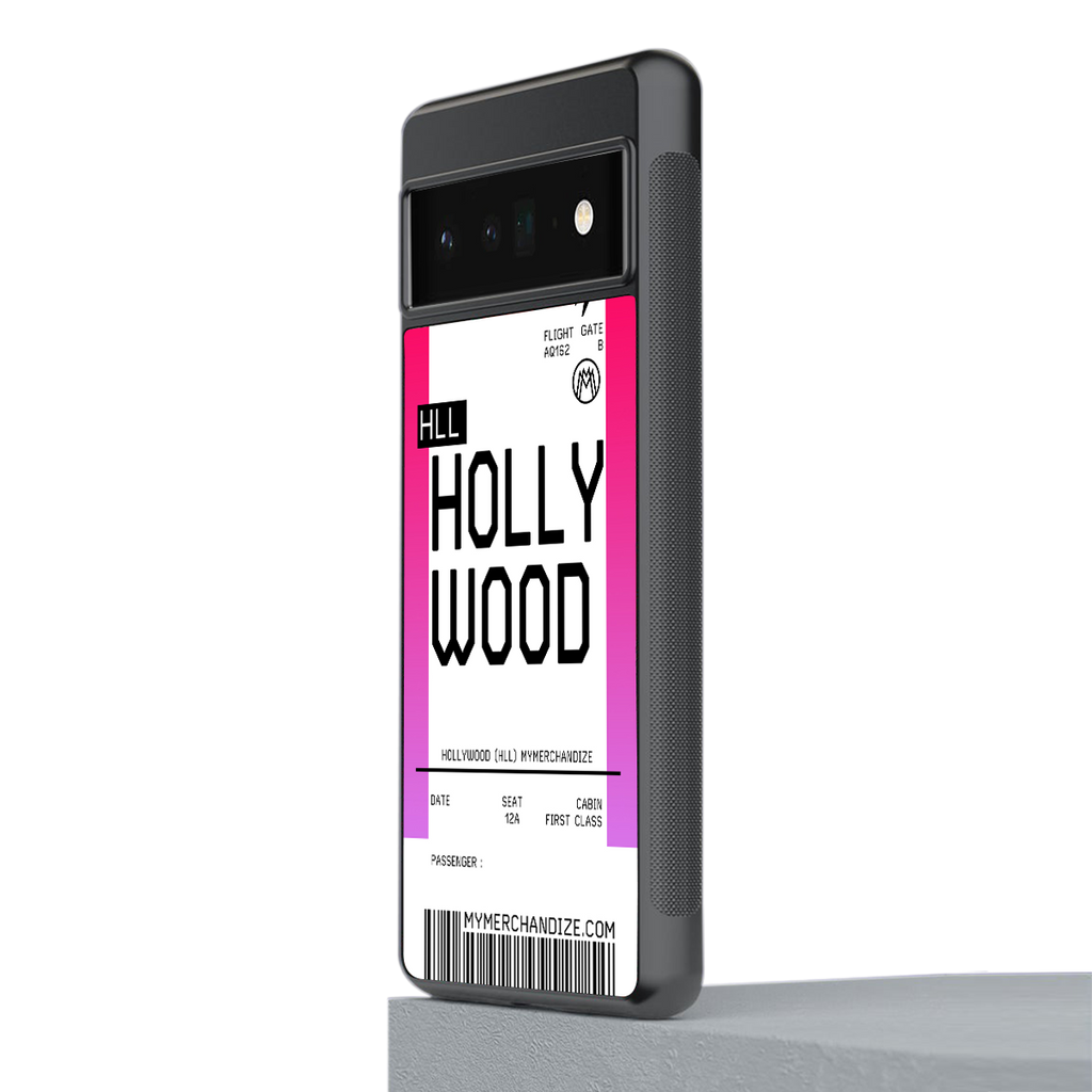 hollywood boarding pass ticket back phone cover | glass case for google pixel 6 pro