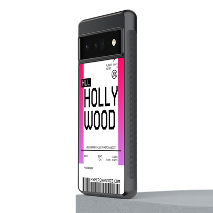 hollywood boarding pass ticket back phone cover | glass case for google pixel 6 pro