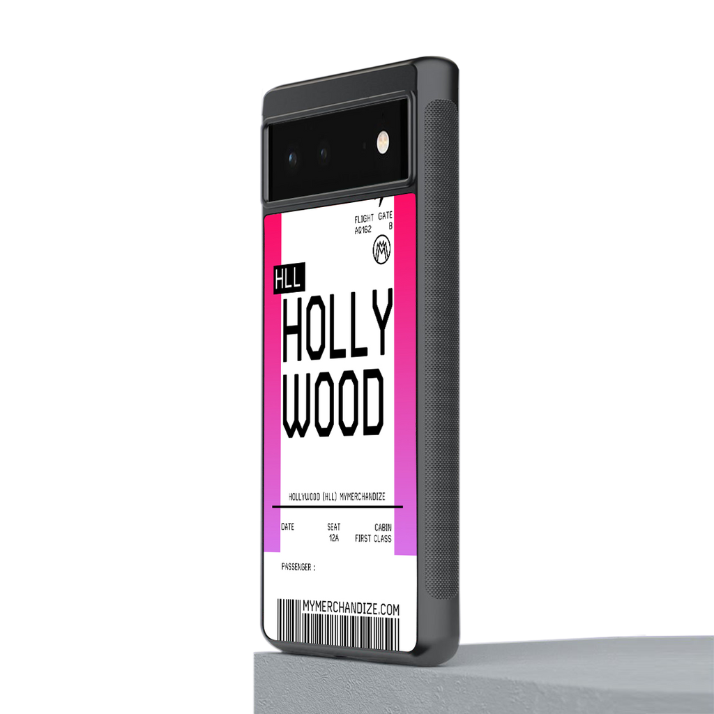 hollywood boarding pass ticket back phone cover | glass case for google pixel 6