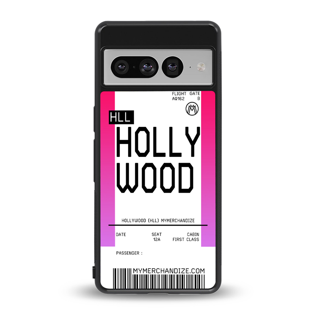hollywood boarding pass ticket back phone cover | glass case for google pixel 7 pro