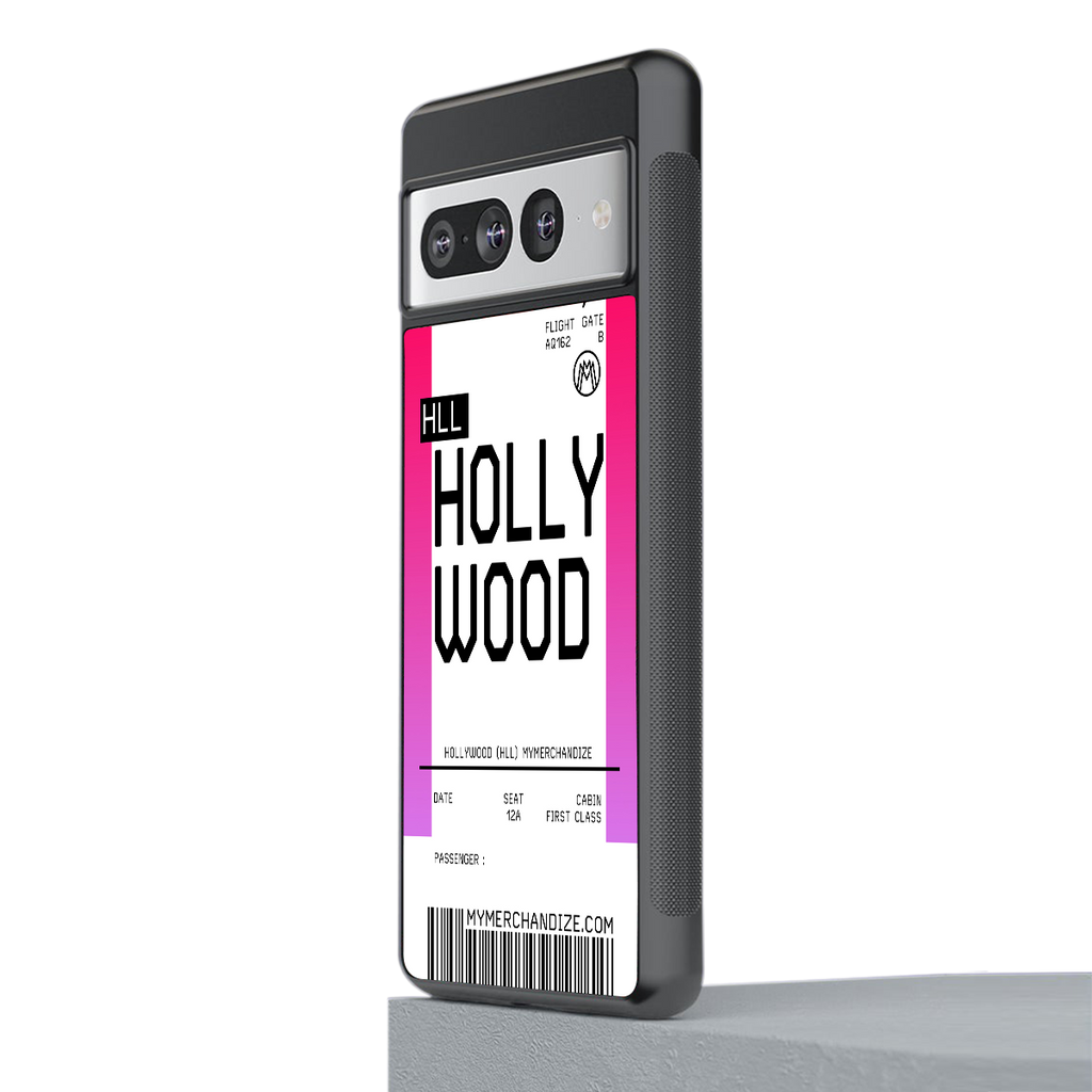 hollywood boarding pass ticket back phone cover | glass case for google pixel 7 pro