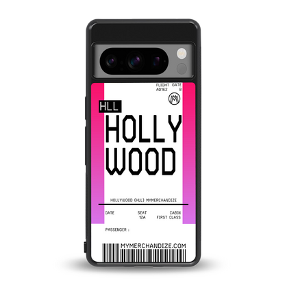 hollywood boarding pass ticket back phone cover | glass case for google pixel 8 pro