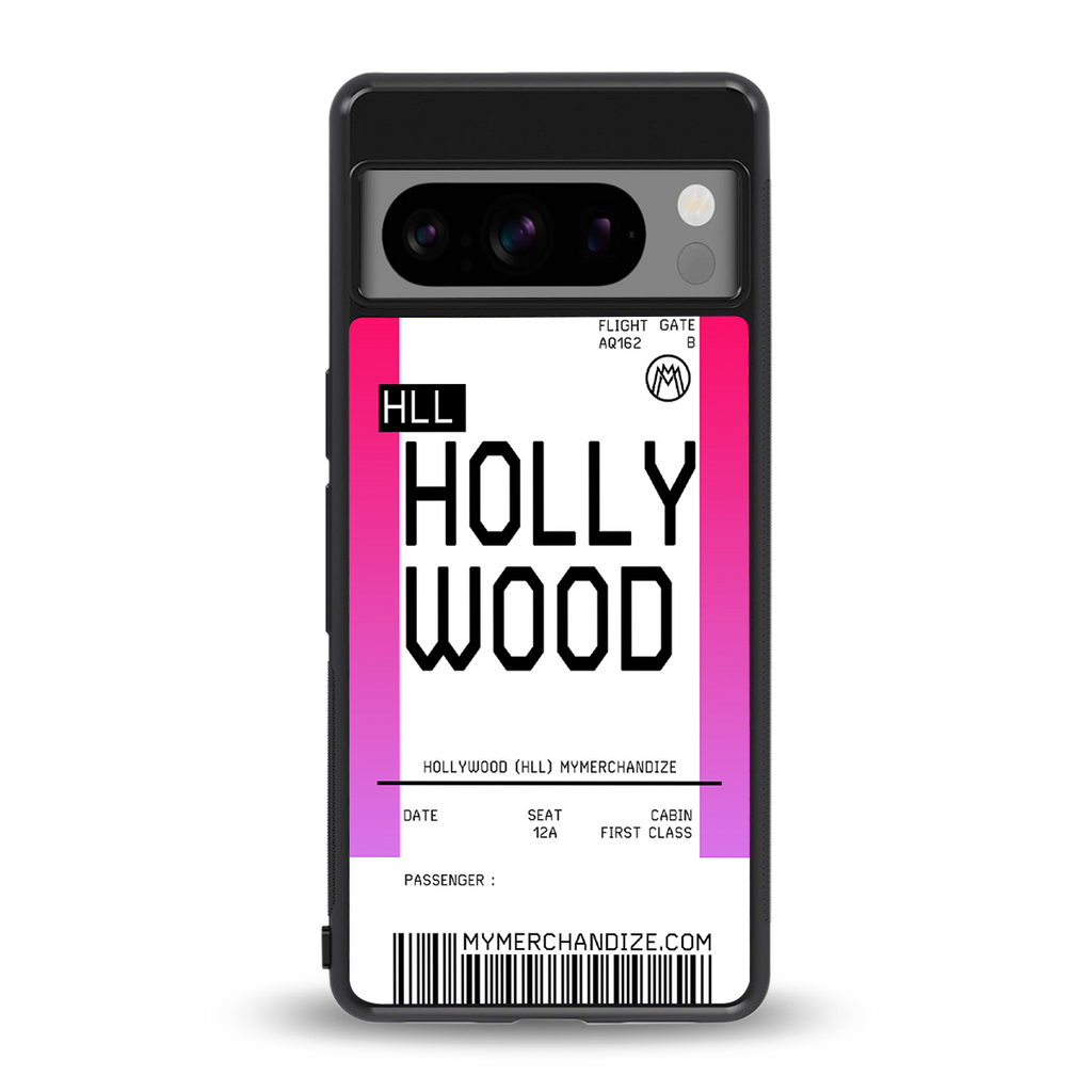 hollywood boarding pass ticket back phone cover | glass case for google pixel 8 pro