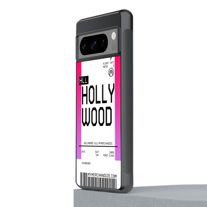 hollywood boarding pass ticket back phone cover | glass case for google pixel 8 pro