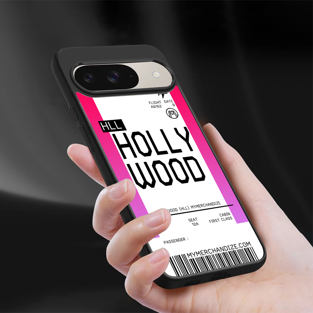 hollywood boarding pass ticket back phone cover | glass case for google pixel 9