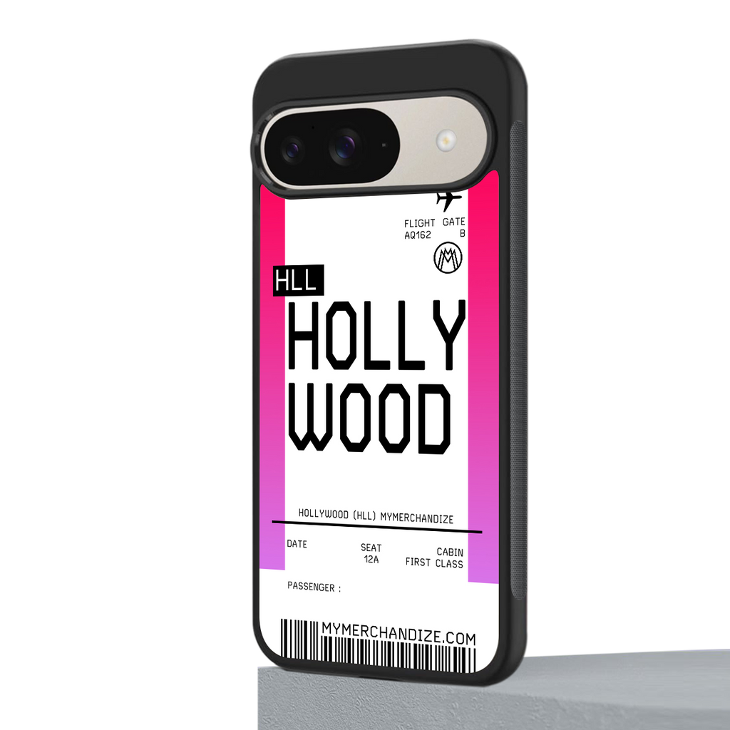 hollywood boarding pass ticket back phone cover | glass case for google pixel 9