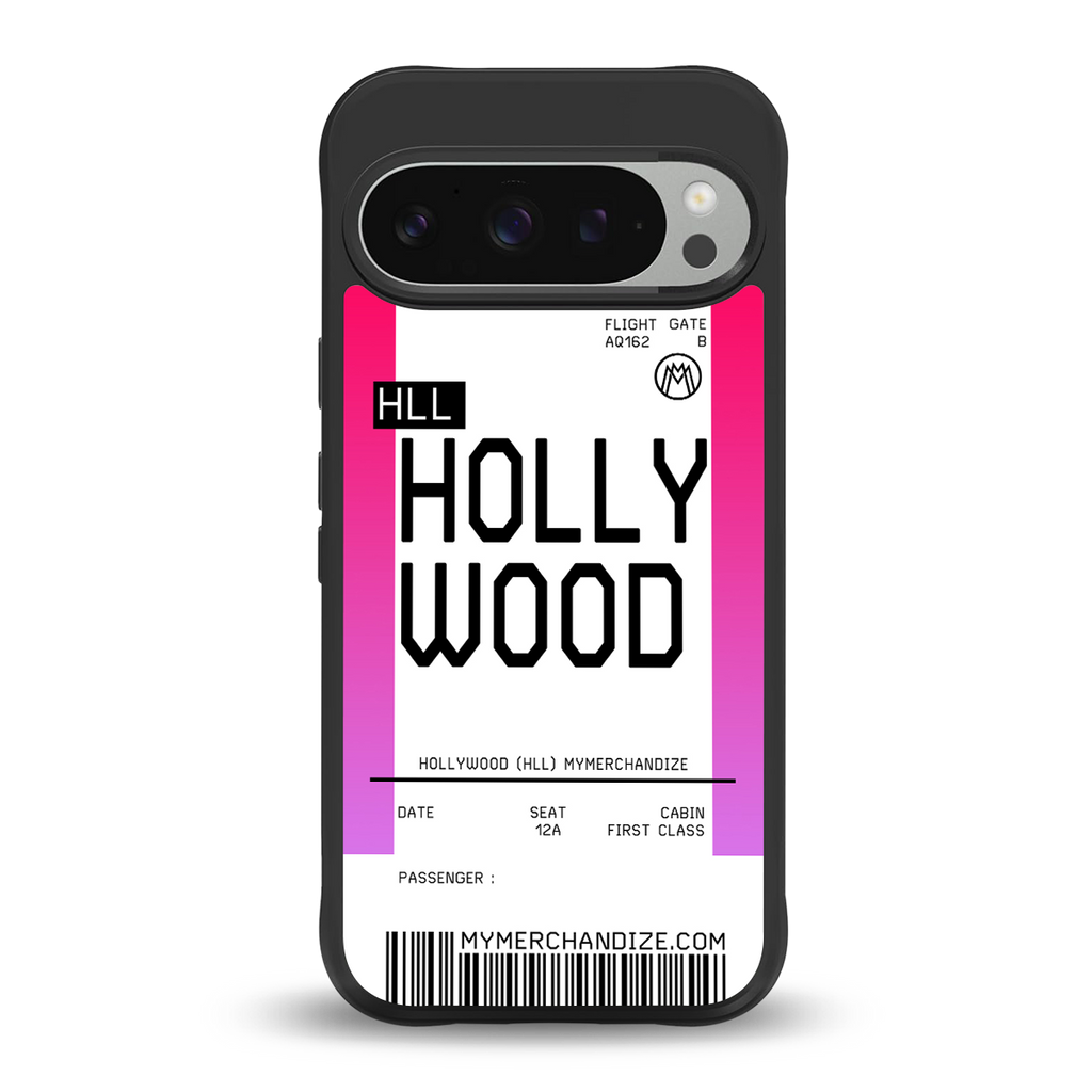 hollywood boarding pass ticket back phone cover | glass case for google pixel 9 pro