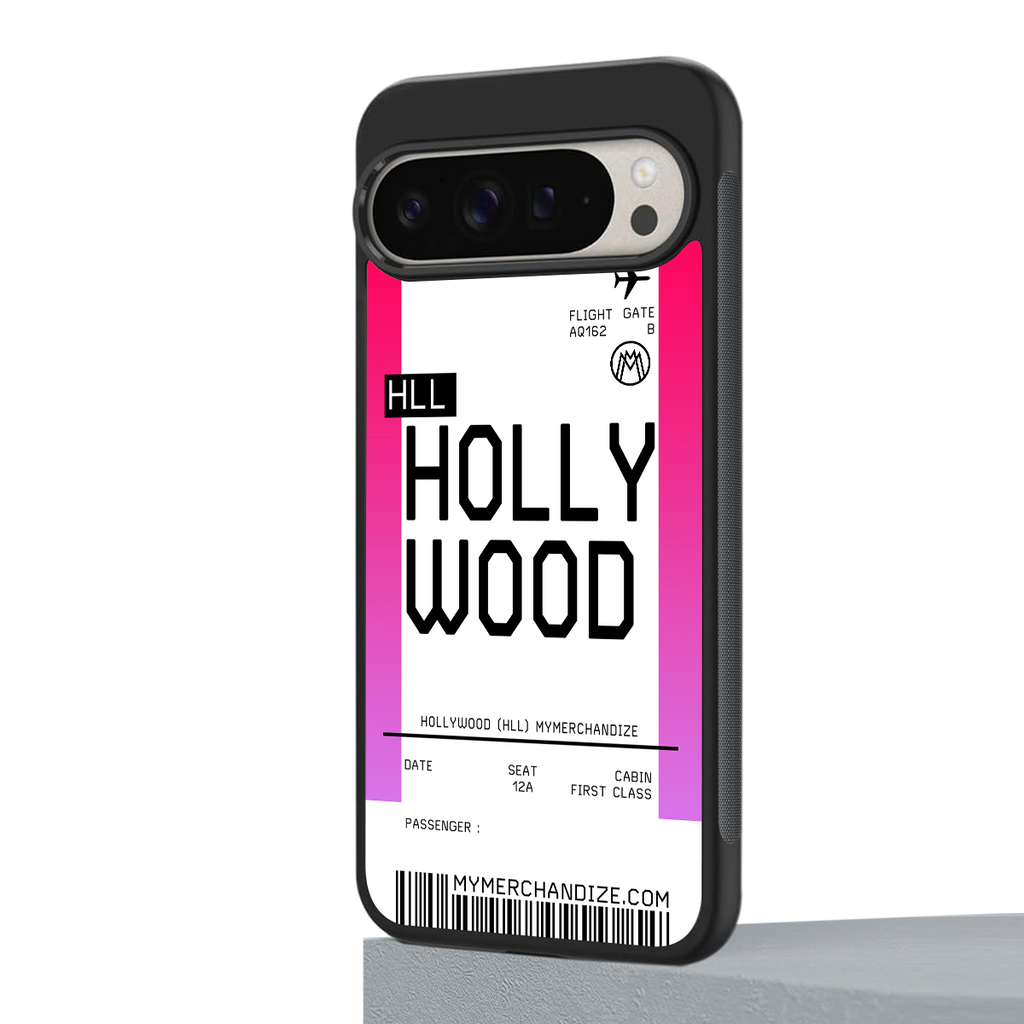 hollywood boarding pass ticket back phone cover | glass case for google pixel 9 pro