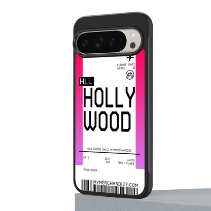 hollywood boarding pass ticket back phone cover | glass case for google pixel 9 pro xl