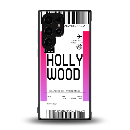 hollywood boarding pass ticket back phone cover | glass case for samsung galaxy s24 ultra