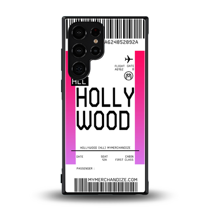 hollywood boarding pass ticket back phone cover | glass case for samsung galaxy s23 ultra