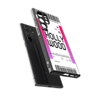 hollywood boarding pass ticket back phone cover | glass case for samsung galaxy s24 ultra