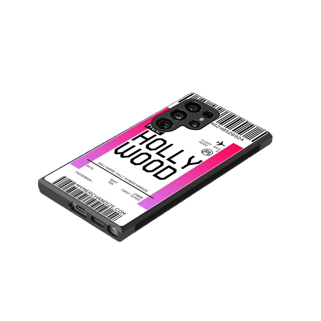 hollywood boarding pass ticket back phone cover | glass case for samsung galaxy s23 ultra