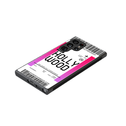 hollywood boarding pass ticket back phone cover | glass case for samsung galaxy s23 ultra