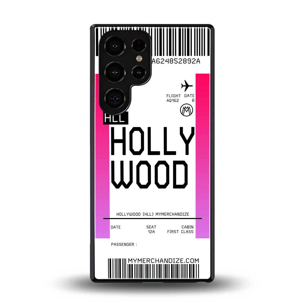 hollywood boarding pass ticket back phone cover | glass case for samsung galaxy s25 ultra