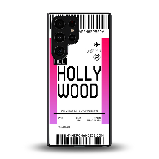hollywood boarding pass ticket back phone cover | glass case for samsung galaxy s25 ultra