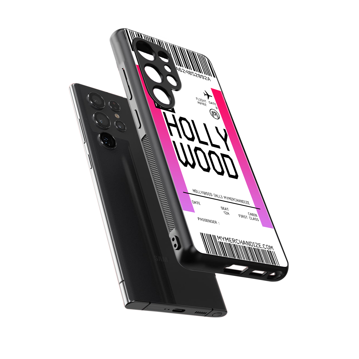 hollywood boarding pass ticket back phone cover | glass case for samsung galaxy s25 ultra
