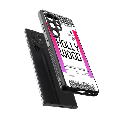 hollywood boarding pass ticket back phone cover | glass case for samsung galaxy s25 ultra