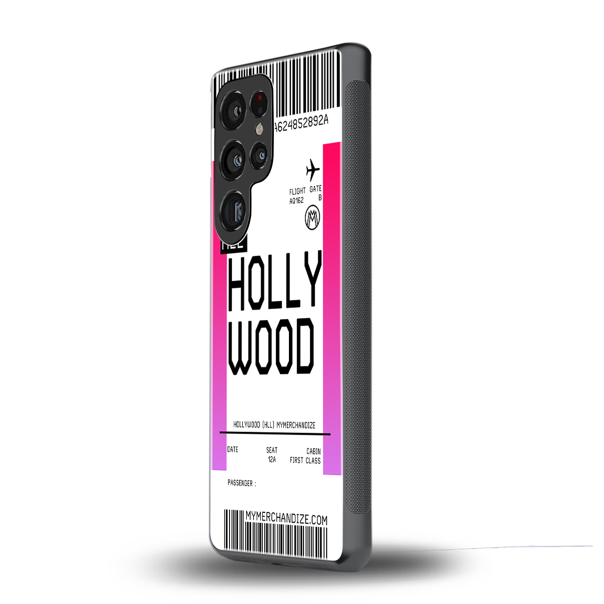 hollywood boarding pass ticket back phone cover | glass case for samsung galaxy s25 ultra