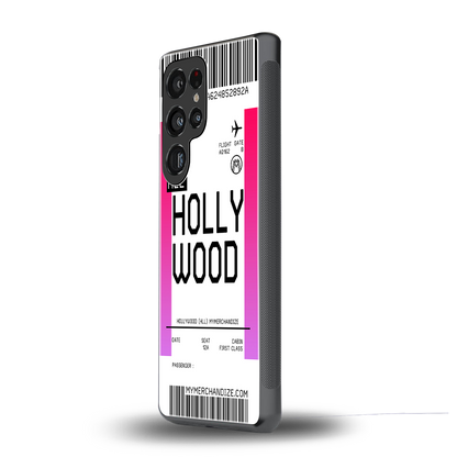hollywood boarding pass ticket back phone cover | glass case for samsung galaxy s25 ultra