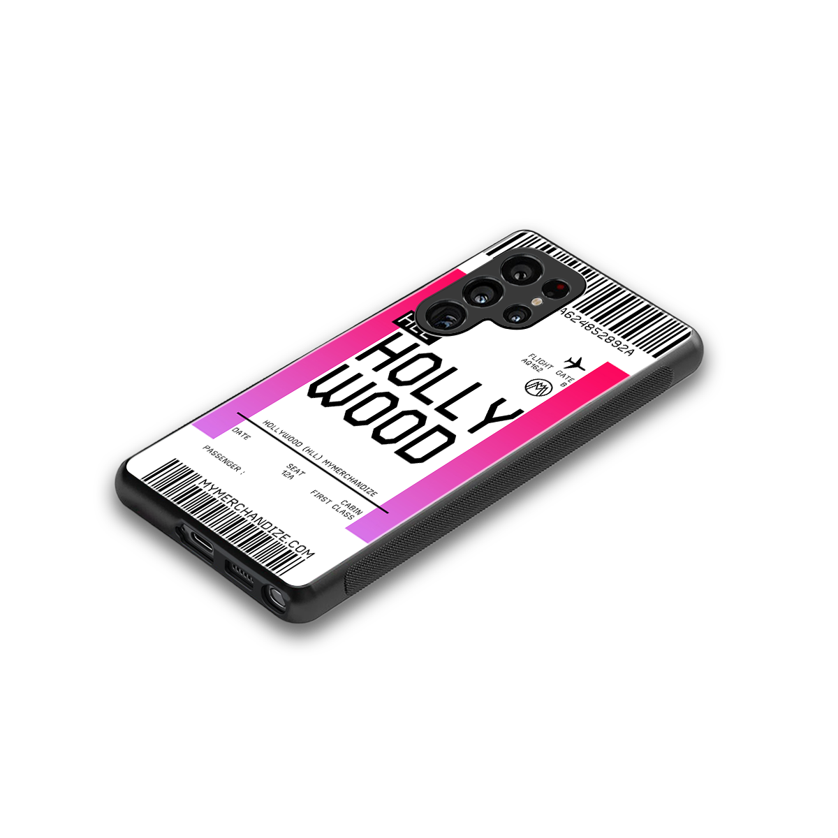 hollywood boarding pass ticket back phone cover | glass case for samsung galaxy s25 ultra