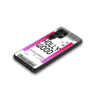 hollywood boarding pass ticket back phone cover | glass case for samsung galaxy s25 ultra