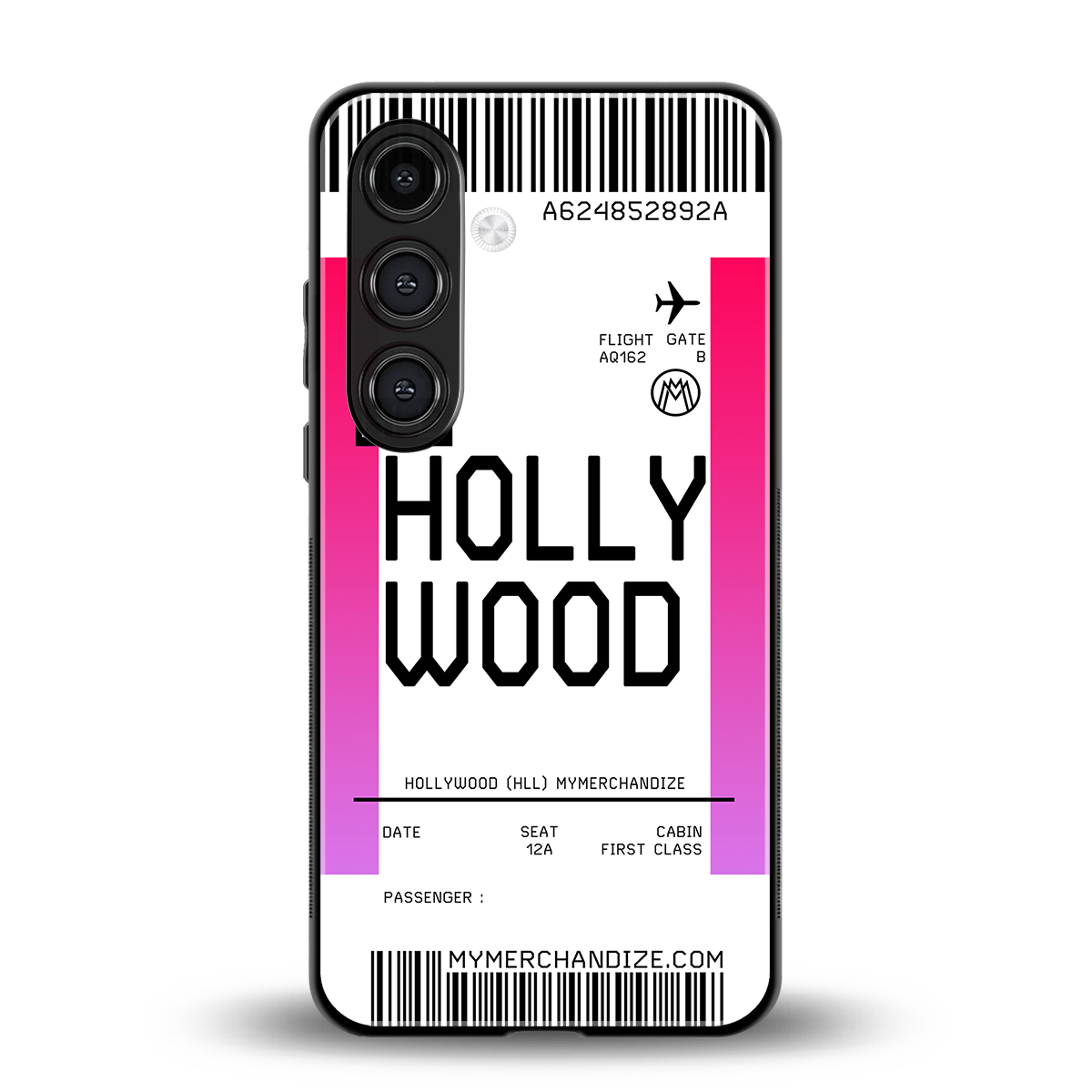 hollywood boarding pass ticket back phone cover | glass case for samsung galaxy s24 plus