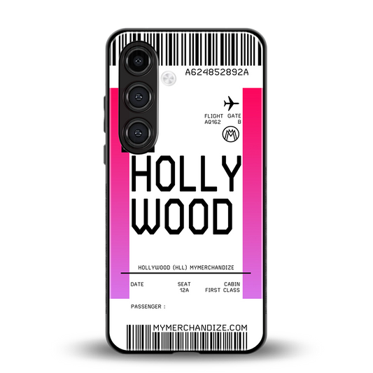 hollywood boarding pass ticket back phone cover | glass case for samsung galaxy s24 plus