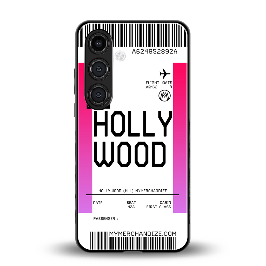 hollywood boarding pass ticket back phone cover | glass case for samsung galaxy s25