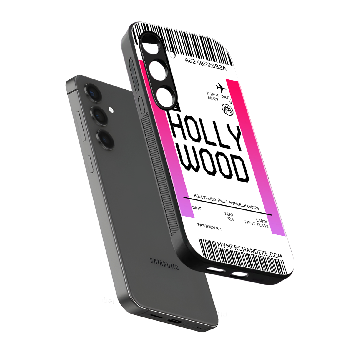hollywood boarding pass ticket back phone cover | glass case for samsung galaxy s25